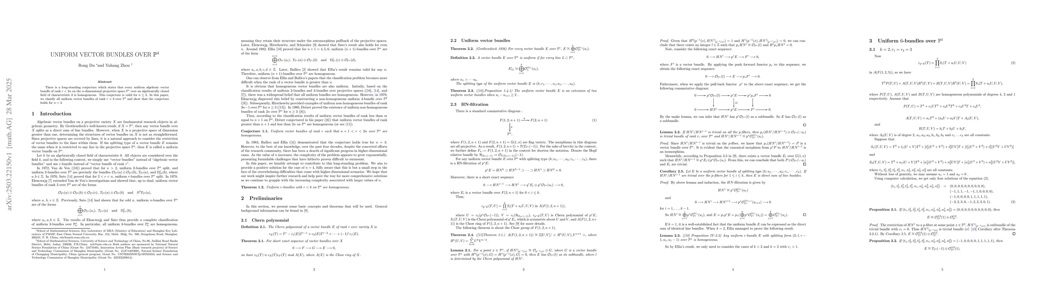 Thumbnail for Uniform vector bundles over $\mathbb{P}^4$