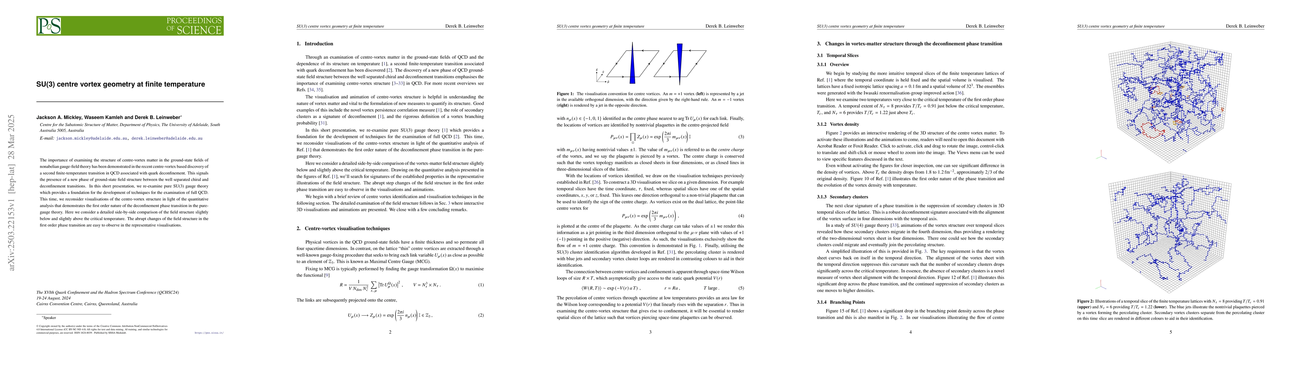 Thumbnail for SU(3) centre vortex geometry at finite temperature