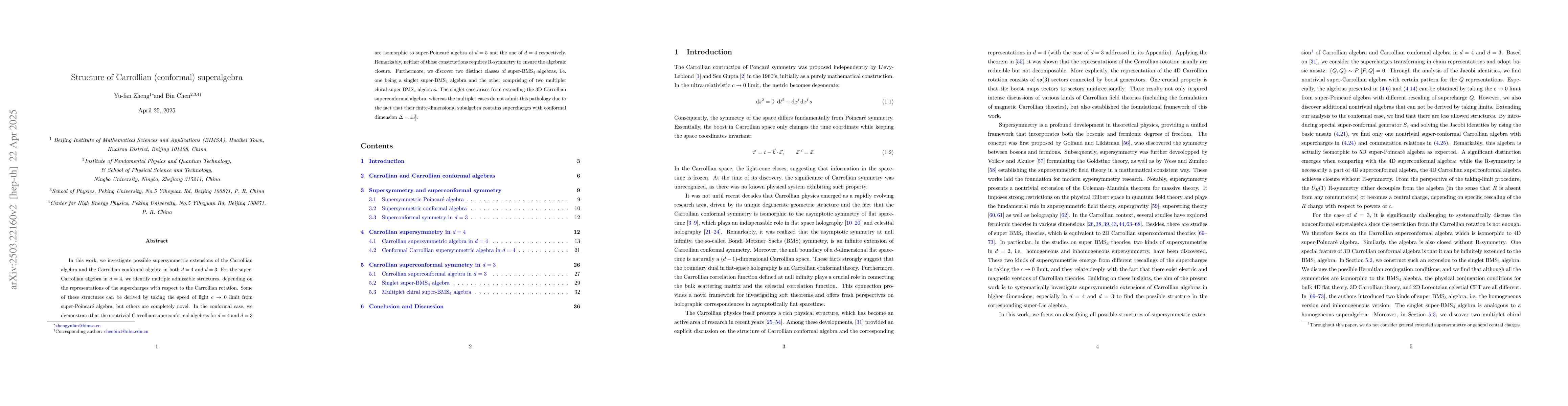 Thumbnail for Structure of Carrollian (conformal) superalgebra