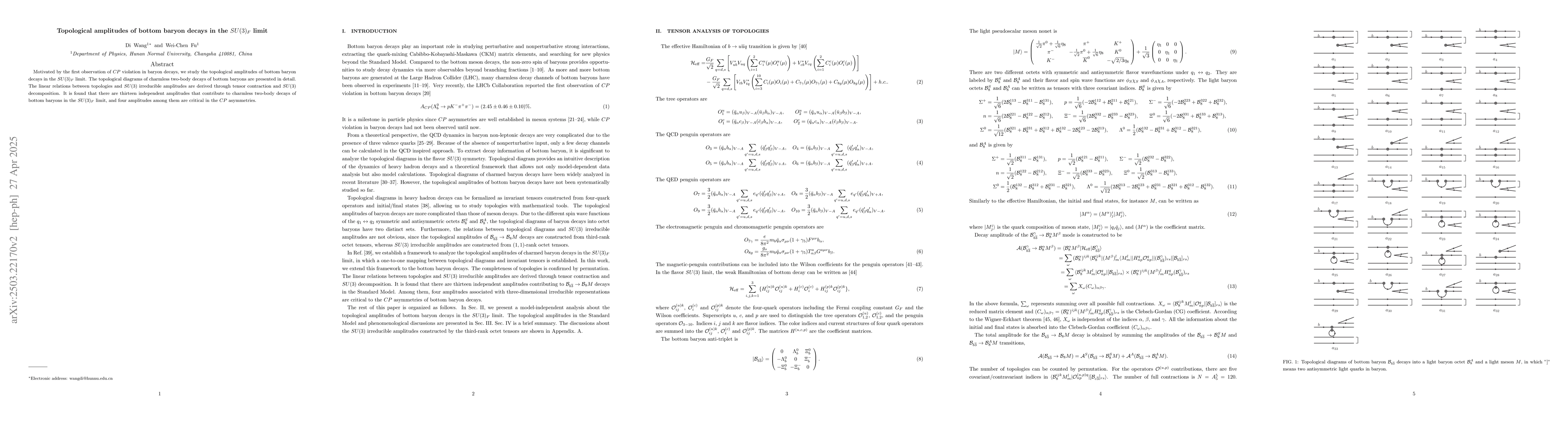 Thumbnail for Topological amplitudes of bottom baryon decays in the $SU(3)_F$ limit