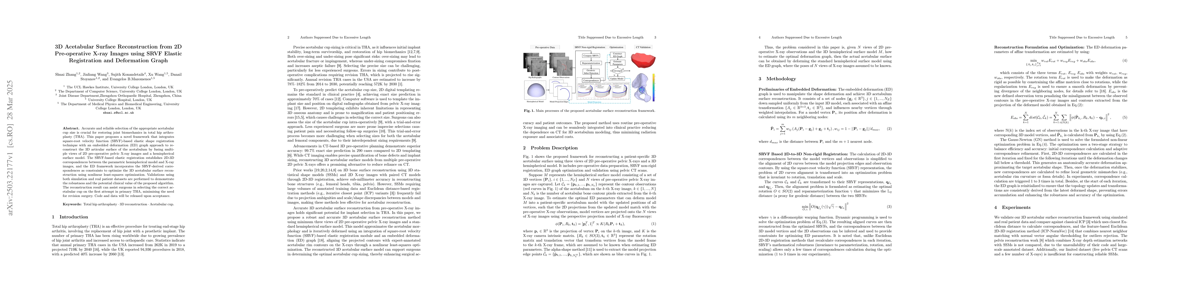 Thumbnail for 3D Acetabular Surface Reconstruction from 2D Pre-operative X-ray Images
  using SRVF Elastic Registration and Deformation Graph