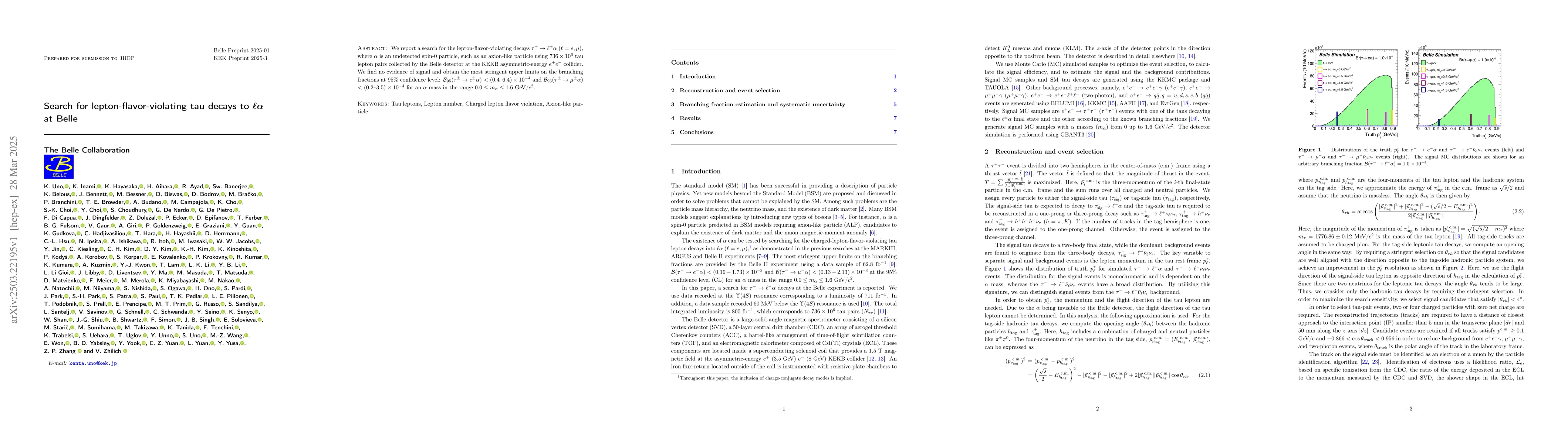 Thumbnail for Search for lepton-flavor-violating tau decays to $\ellα$ at Belle