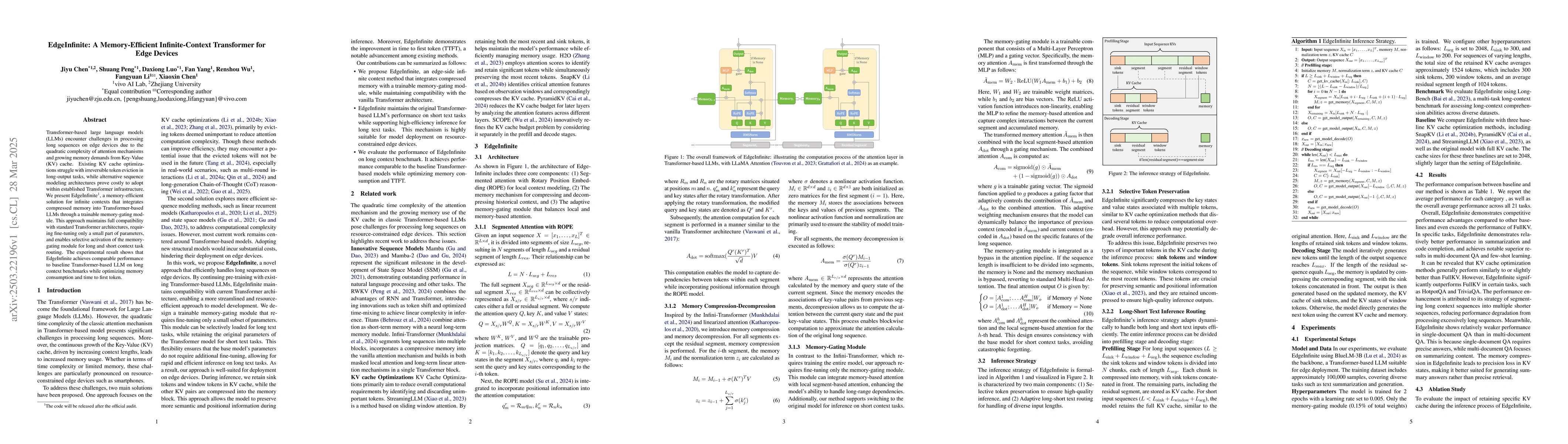 Thumbnail for EdgeInfinite: A Memory-Efficient Infinite-Context Transformer for Edge
  Devices