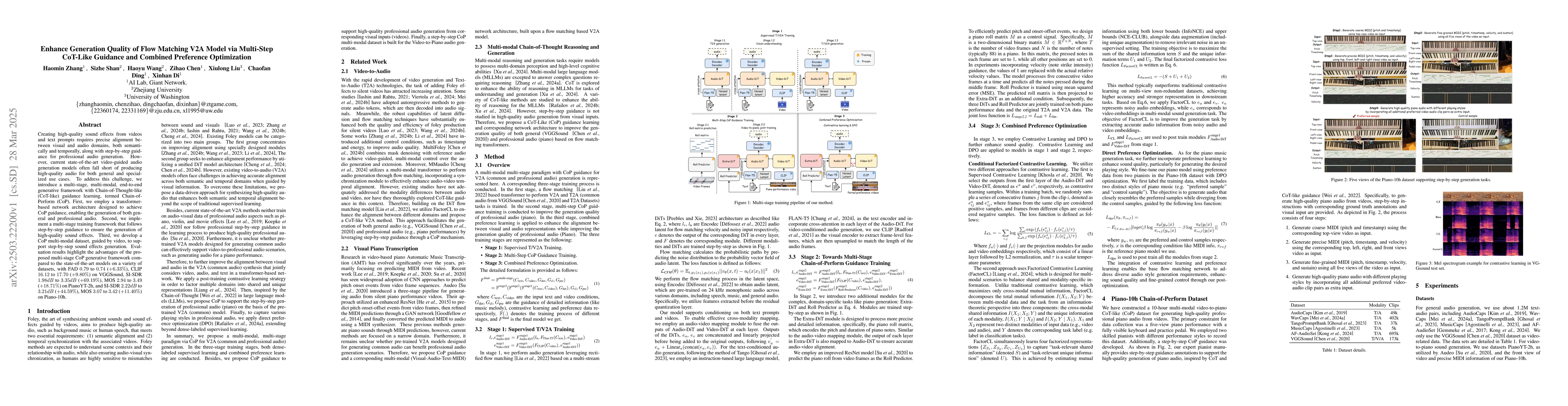 Thumbnail for Enhance Generation Quality of Flow Matching V2A Model via Multi-Step
  CoT-Like Guidance and Combined Preference Optimization