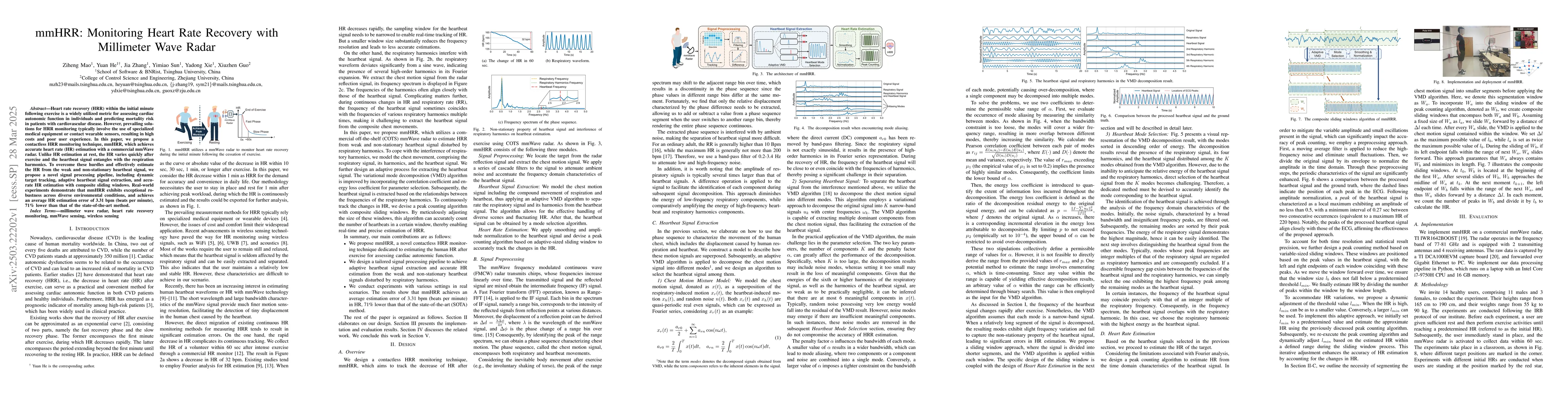 Thumbnail for mmHRR: Monitoring Heart Rate Recovery with Millimeter Wave Radar