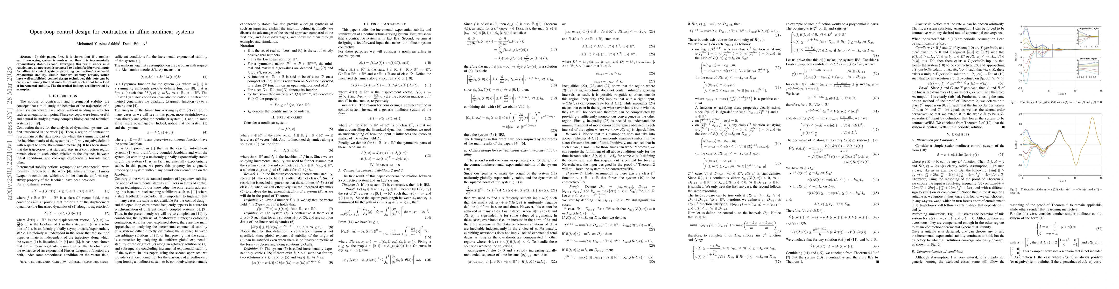 Thumbnail for Open-loop control design for contraction in affine nonlinear systems