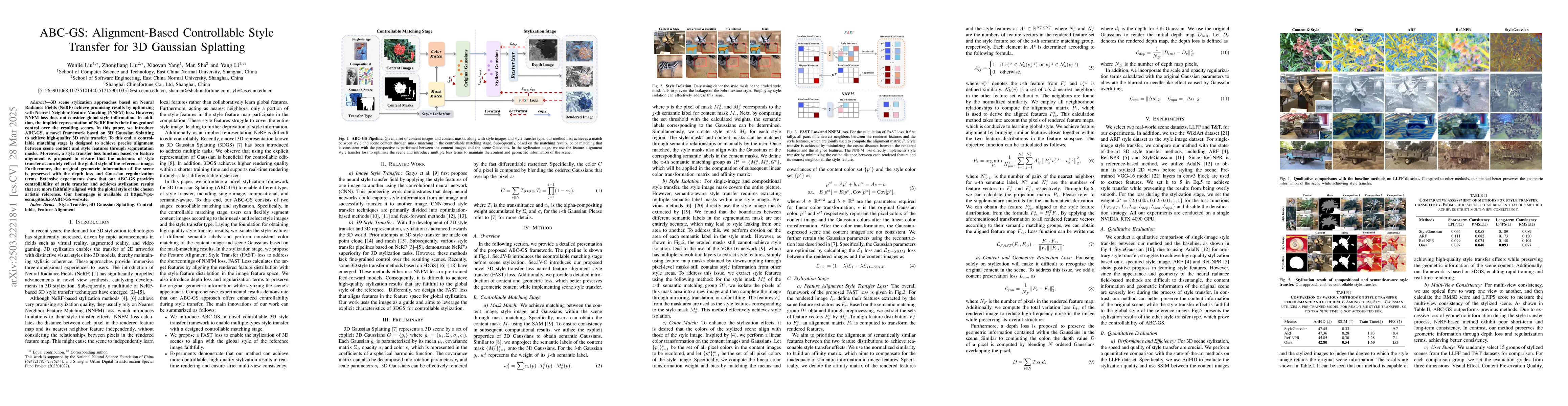 Thumbnail for ABC-GS: Alignment-Based Controllable Style Transfer for 3D Gaussian
  Splatting