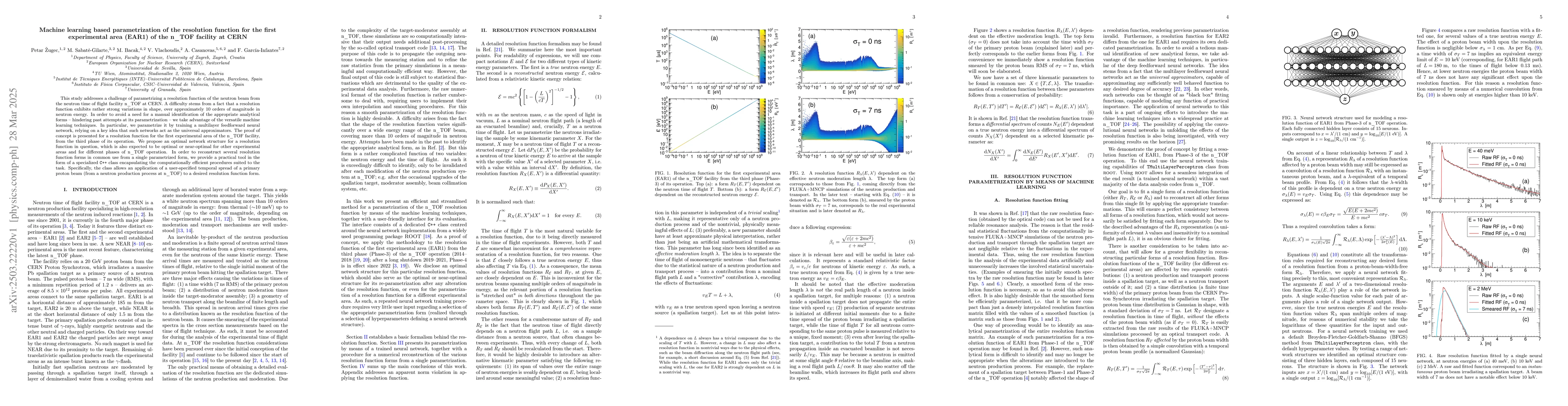 Thumbnail for Machine learning based parametrization of the resolution function for
  the first experimental area (EAR1) of the n_TOF facility at CERN
