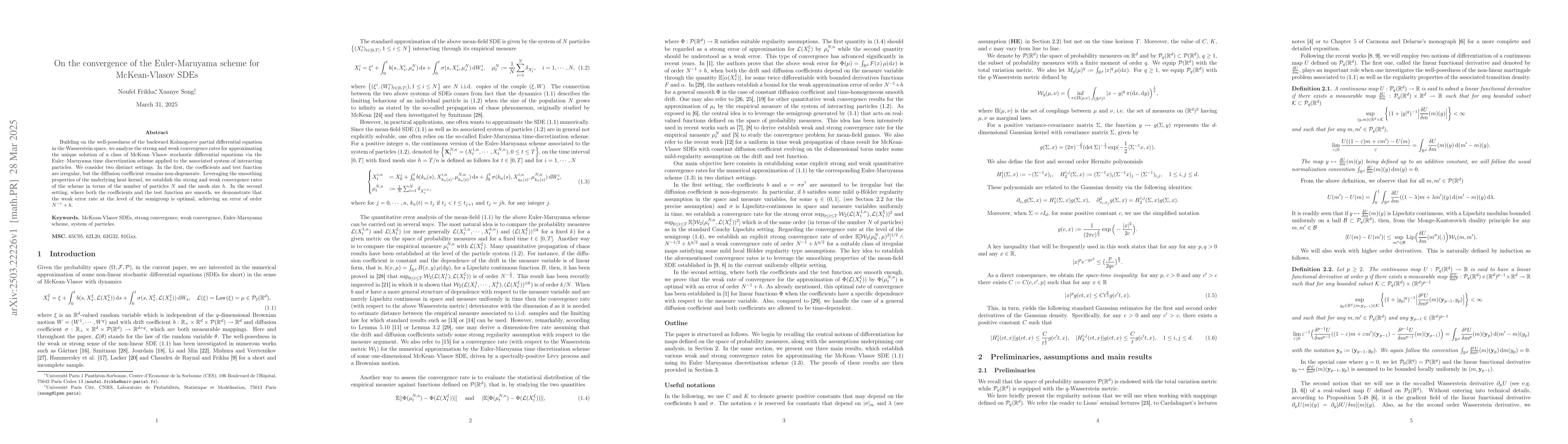 Thumbnail for On the convergence of the Euler-Maruyama scheme for McKean-Vlasov SDEs