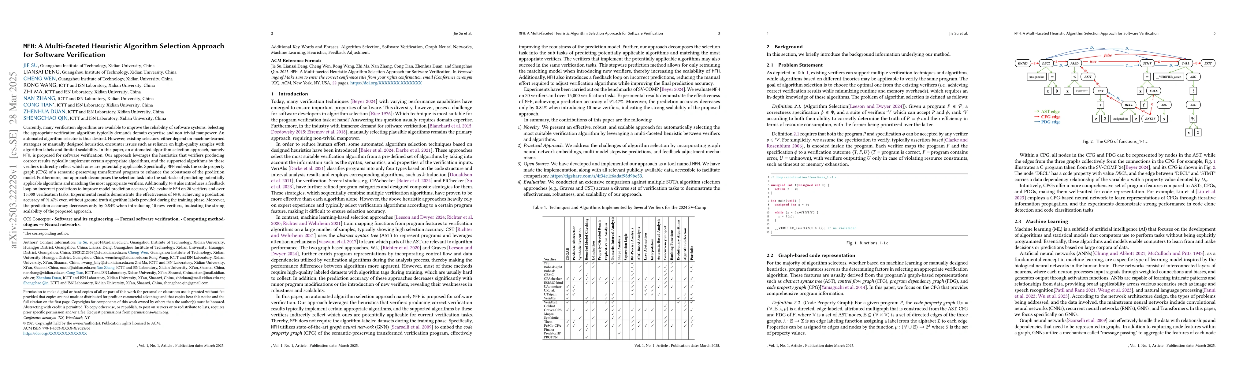 Thumbnail for MFH: A Multi-faceted Heuristic Algorithm Selection Approach for Software
  Verification