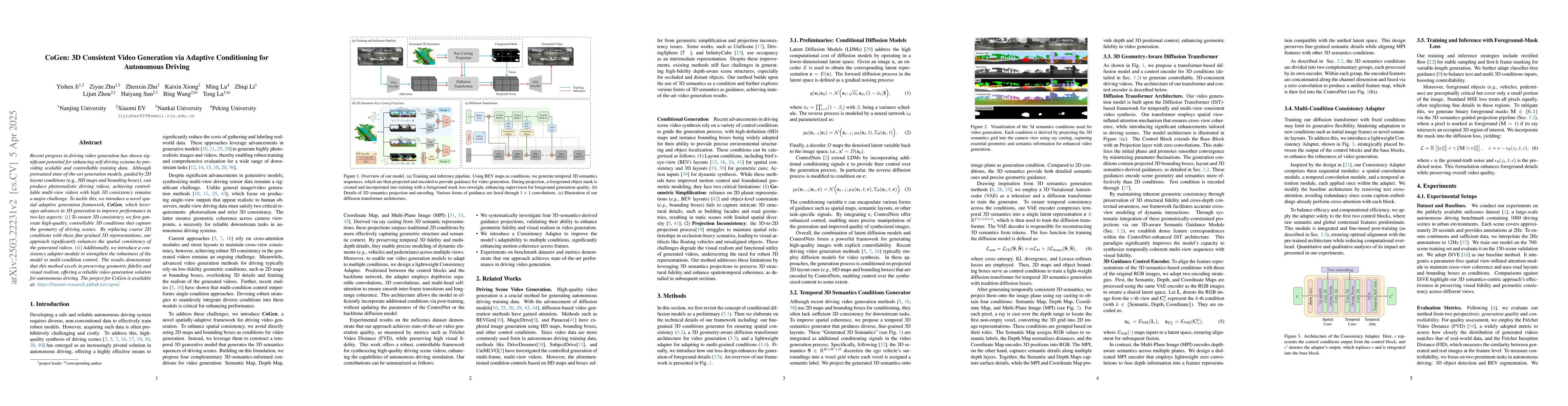 Thumbnail for CoGen: 3D Consistent Video Generation via Adaptive Conditioning for
  Autonomous Driving