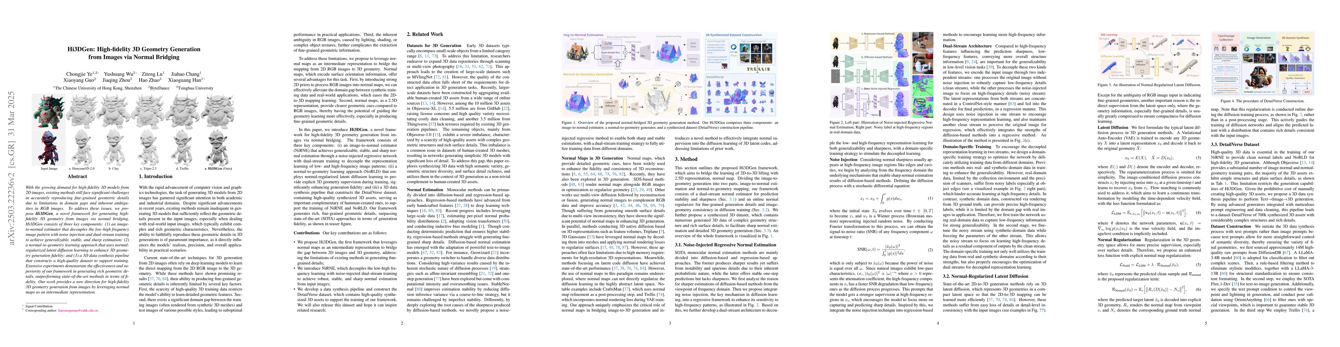 Thumbnail for Hi3DGen: High-fidelity 3D Geometry Generation from Images via Normal
  Bridging