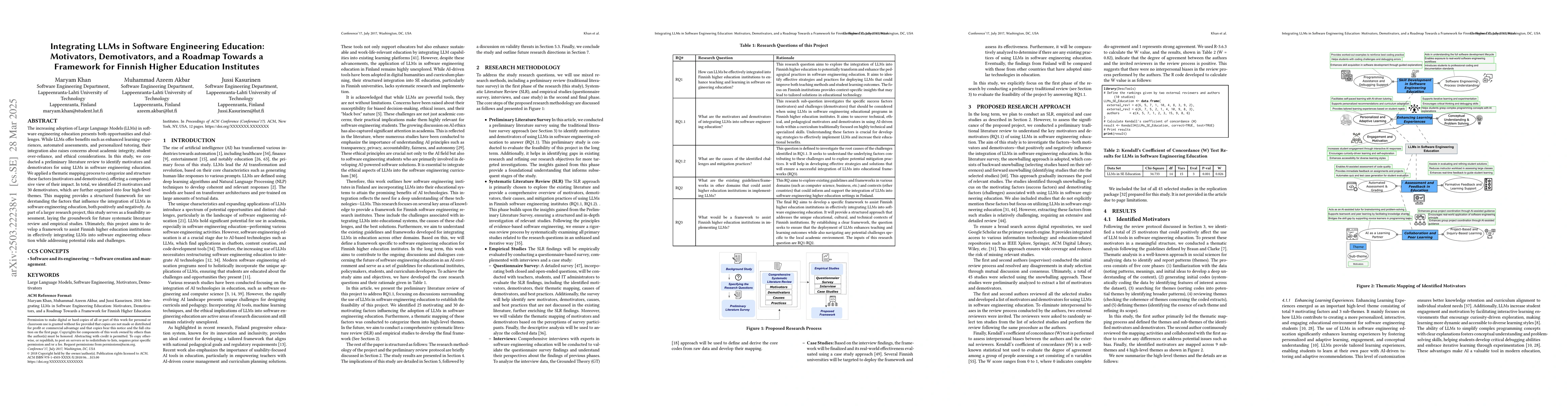 Thumbnail for Integrating LLMs in Software Engineering Education: Motivators,
  Demotivators, and a Roadmap Towards a Framework for Finnish Higher Education
  Institutes