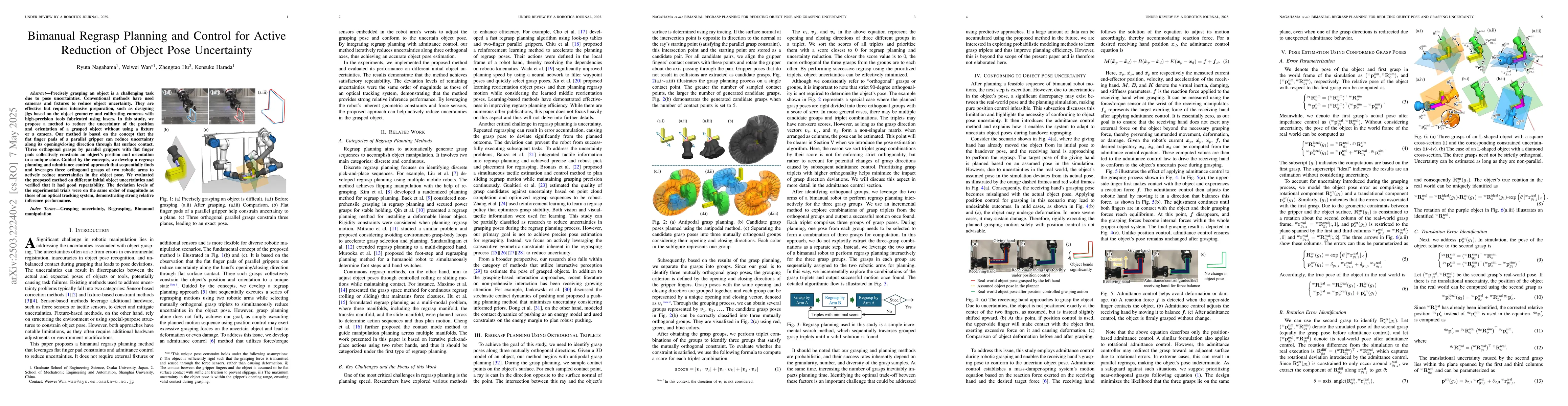 Thumbnail for Bimanual Regrasp Planning and Control for Eliminating Object Pose
  Uncertainty