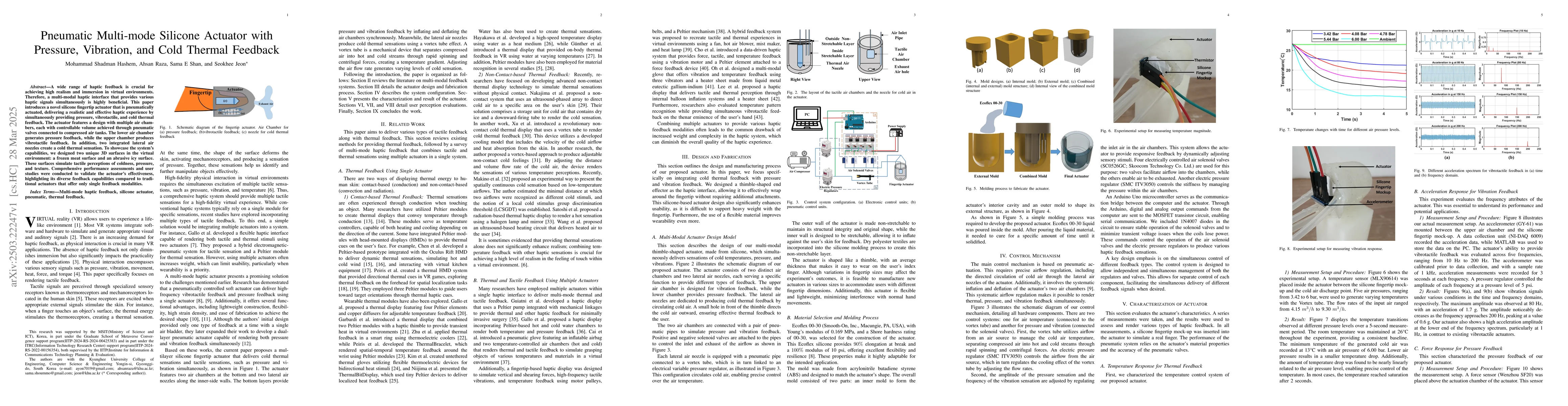 Thumbnail for Pneumatic Multi-mode Silicone Actuator with Pressure, Vibration, and
  Cold Thermal Feedback