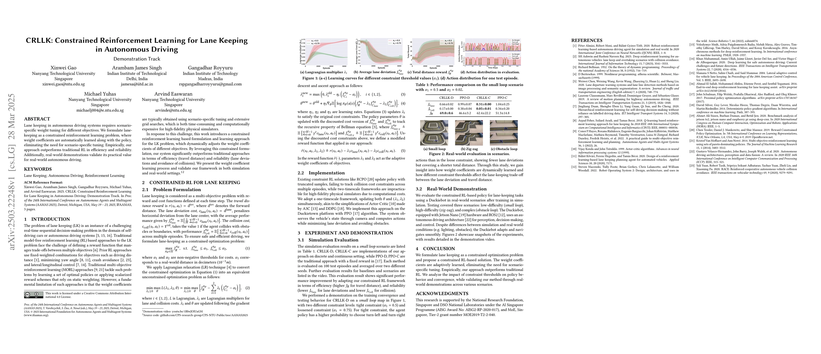 Thumbnail for CRLLK: Constrained Reinforcement Learning for Lane Keeping in Autonomous
  Driving
