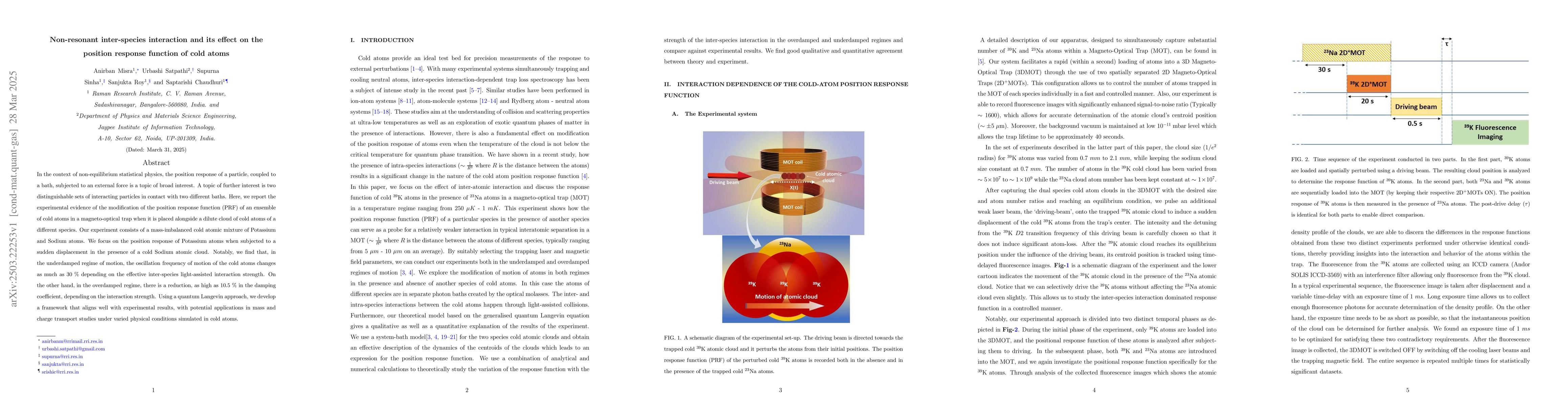 Thumbnail for Non-resonant inter-species interaction and its effect on the position
  response function of cold atoms