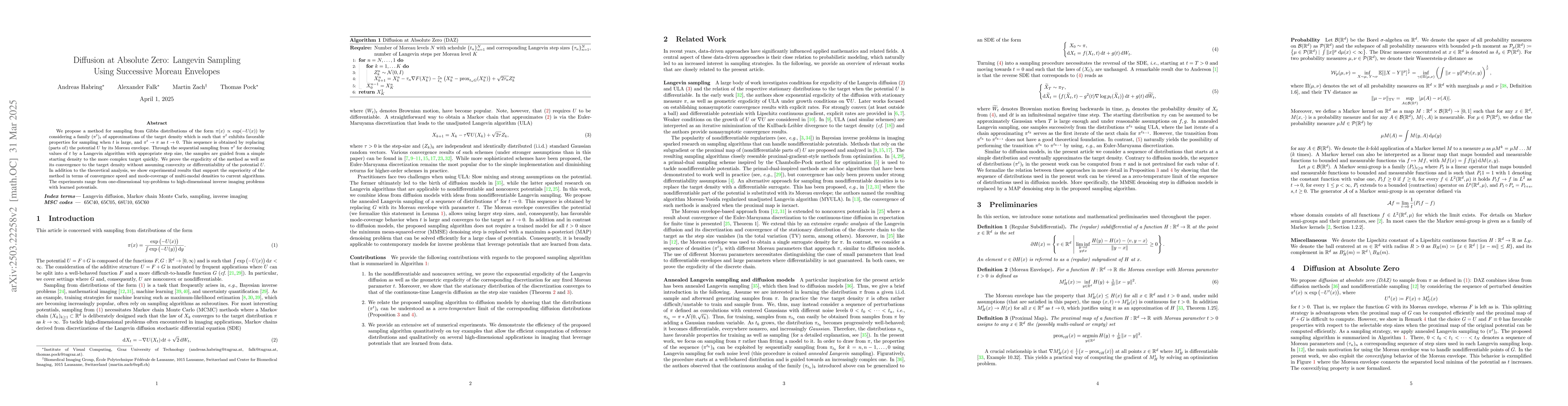 Thumbnail for Diffusion at Absolute Zero: Langevin Sampling using Successive Moreau
  Envelopes