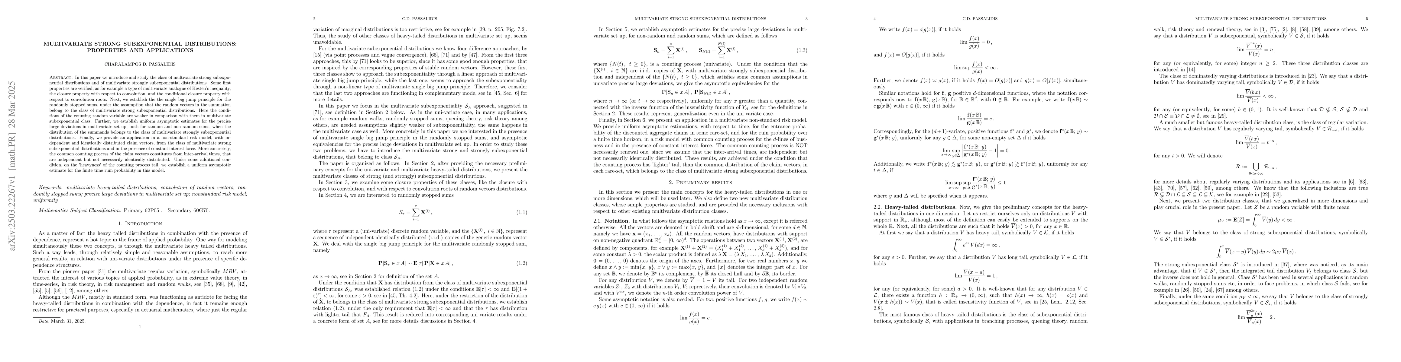 Thumbnail for Multivariate strong subexponential distributions: properties and
  applications