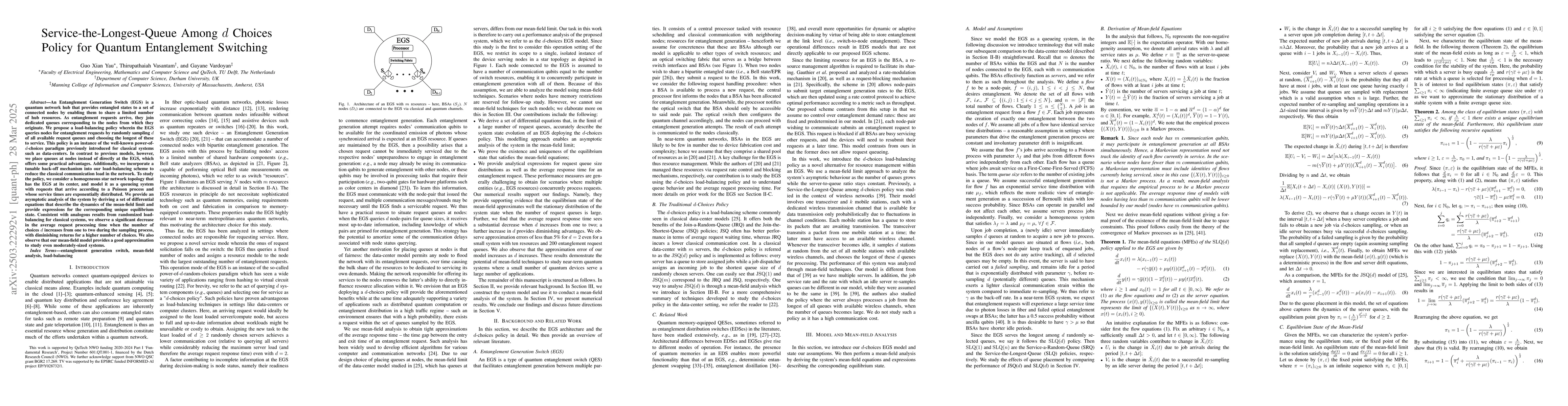 Thumbnail for Service-the-Longest-Queue Among d Choices Policy for Quantum
  Entanglement Switching