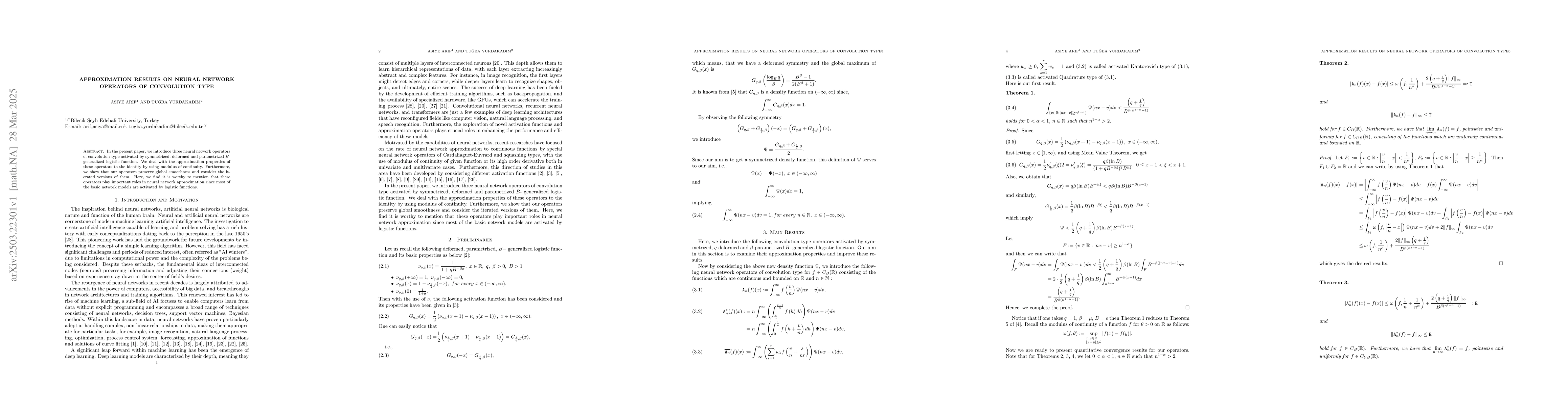 Thumbnail for Approximation results on neural network operators of convolution type