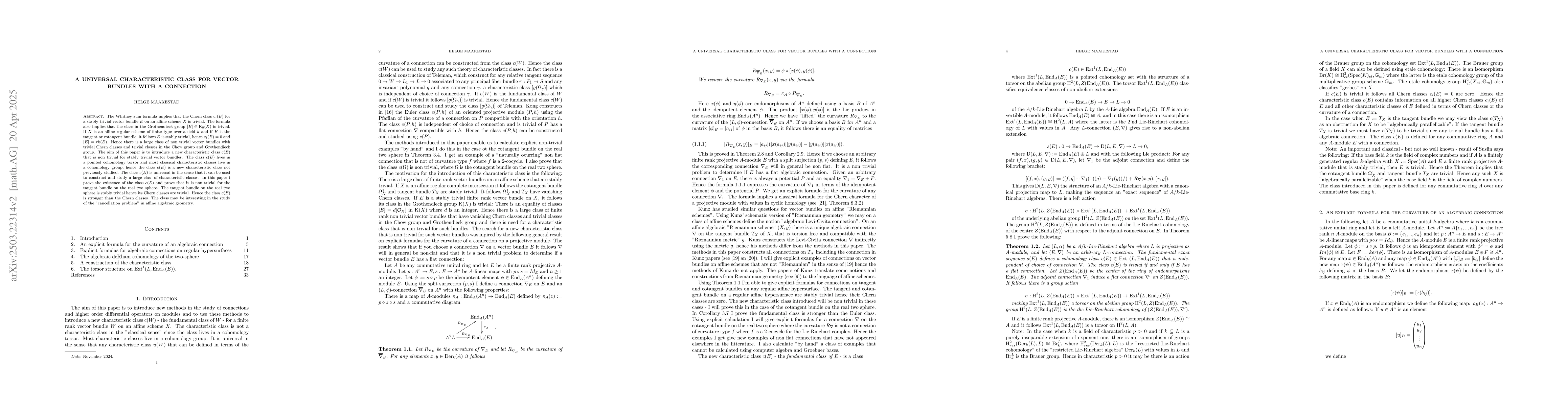 Thumbnail for A universal characteristic class for vector bundles with a connection