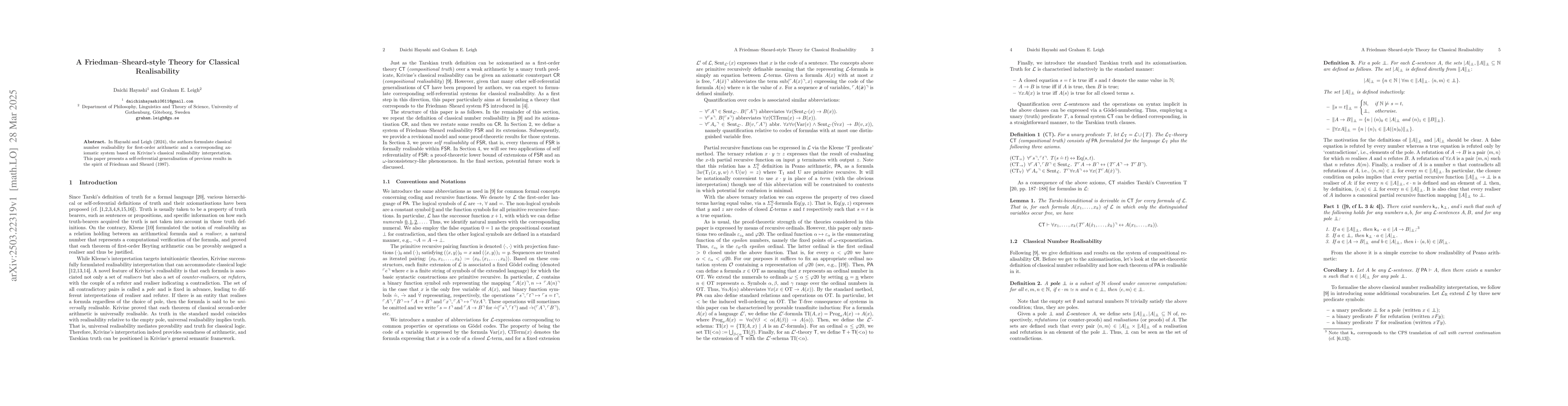 Thumbnail for A Friedman--Sheard-style Theory for Classical Realisability