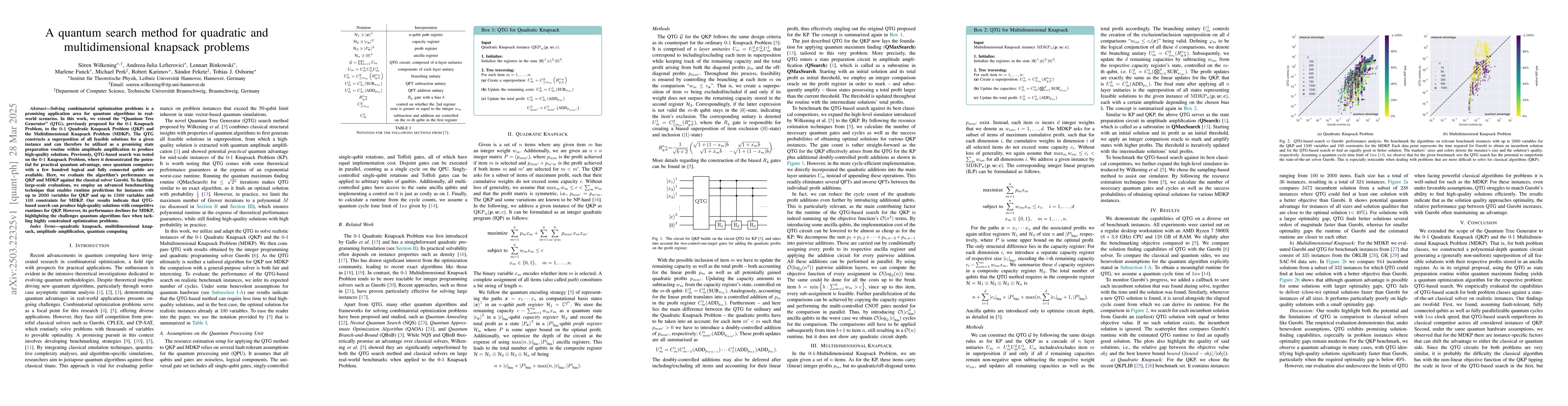 Thumbnail for A quantum search method for quadratic and multidimensional knapsack
  problems