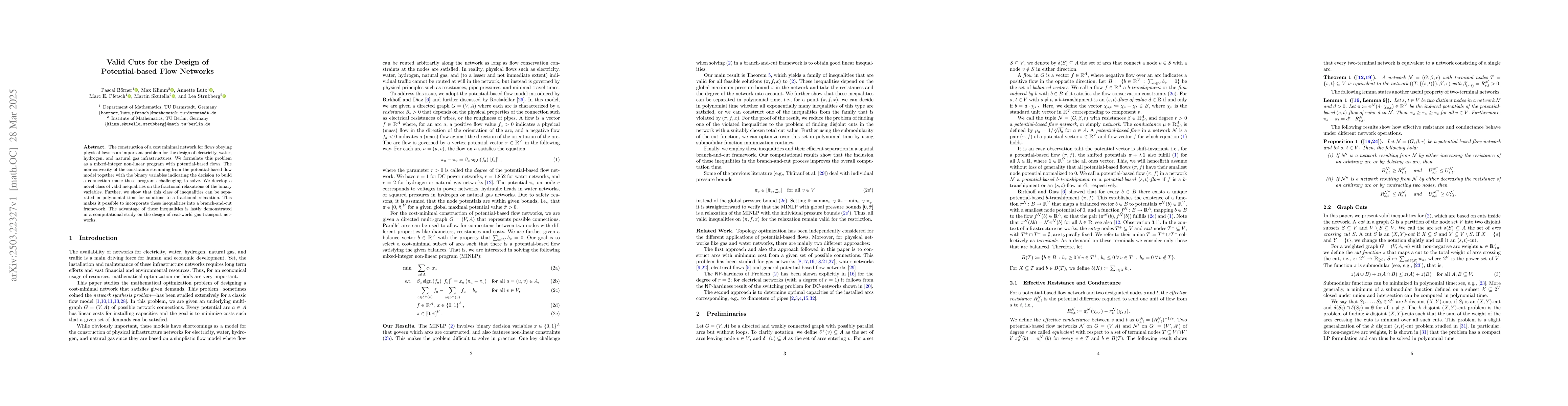 Thumbnail for Valid Cuts for the Design of Potential-based Flow Networks