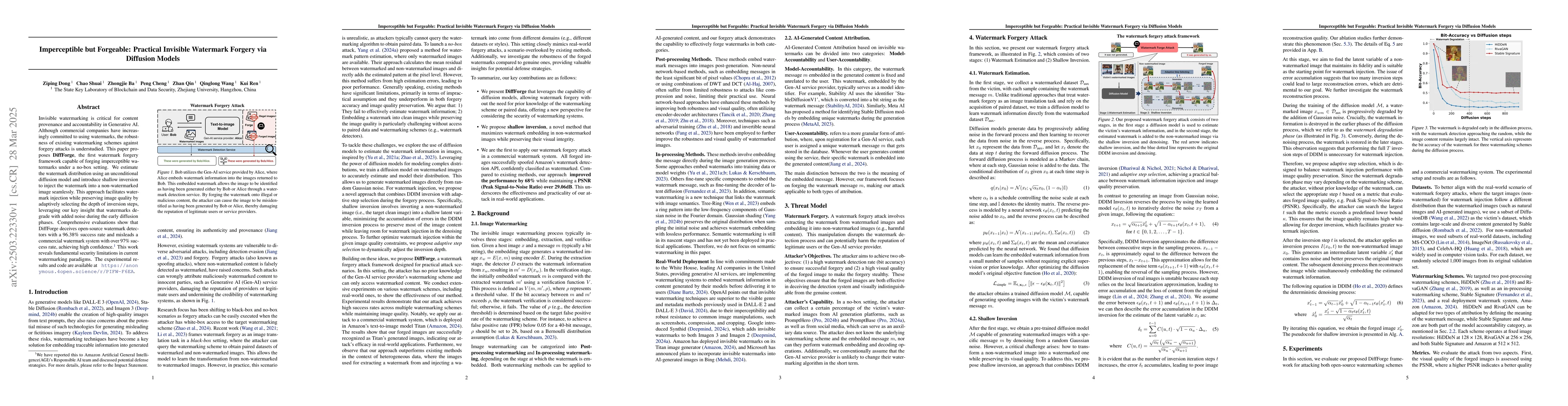 Thumbnail for Imperceptible but Forgeable: Practical Invisible Watermark Forgery via
  Diffusion Models