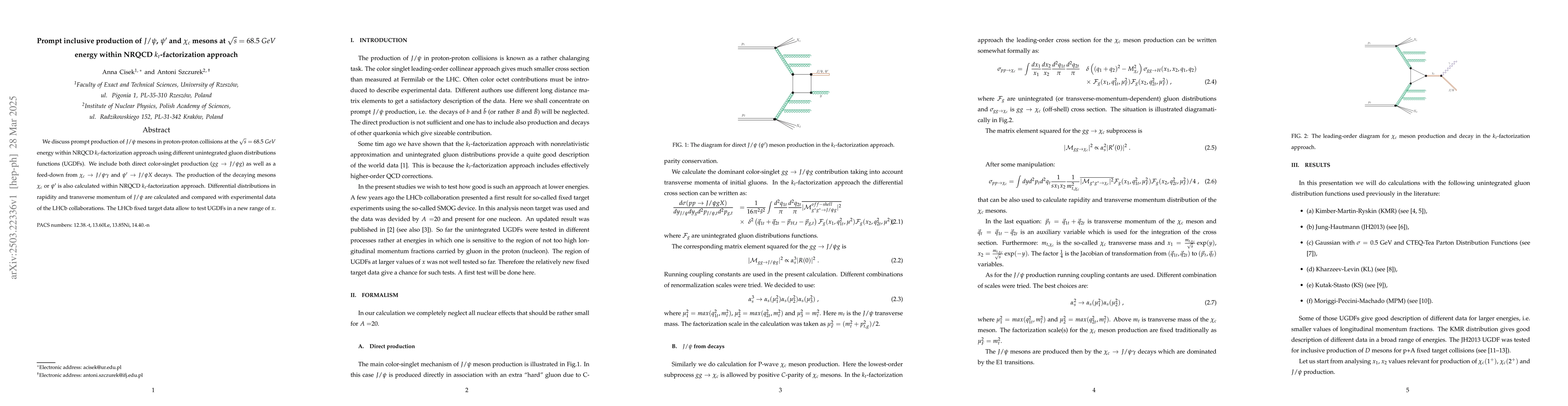 Thumbnail for Prompt inclusive production of $J/ψ$, $ψ'$ and $χ_{c}$ mesons
  at $\sqrt{s}$ $=$ $68.5$ $GeV$ energy within NRQCD $k_t$-factorization
  approach