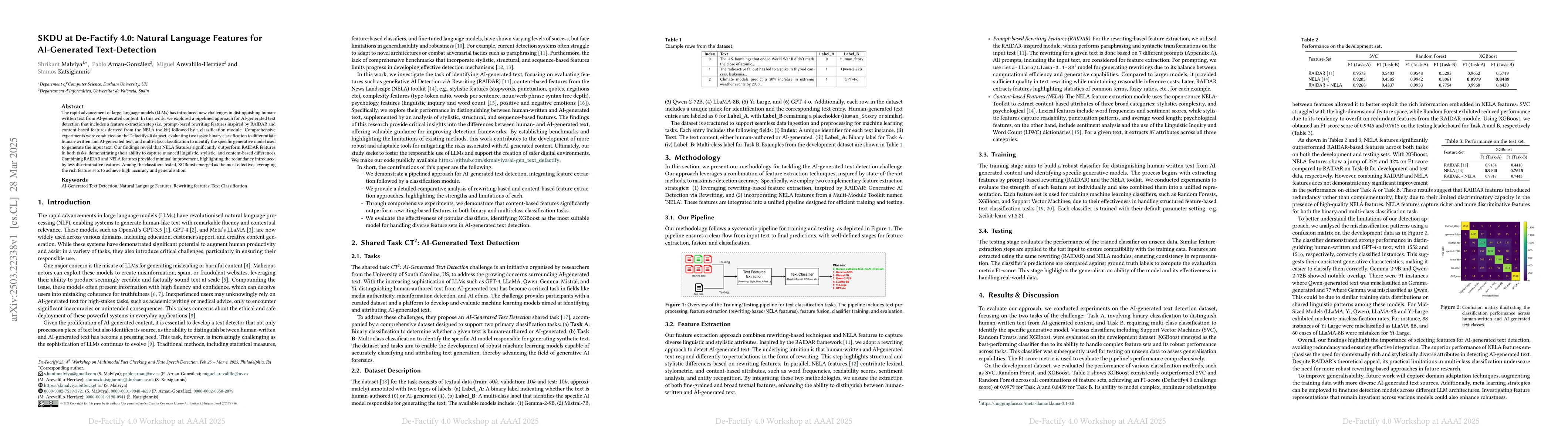 Thumbnail for SKDU at De-Factify 4.0: Natural Language Features for AI-Generated
  Text-Detection