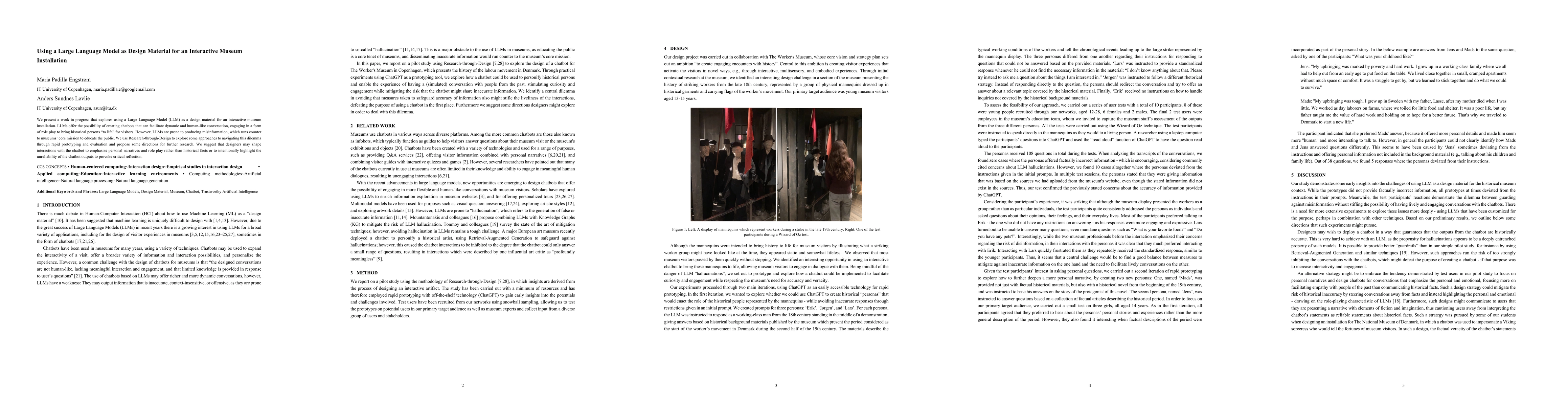 Thumbnail for Using a Large Language Model as Design Material for an Interactive
  Museum Installation