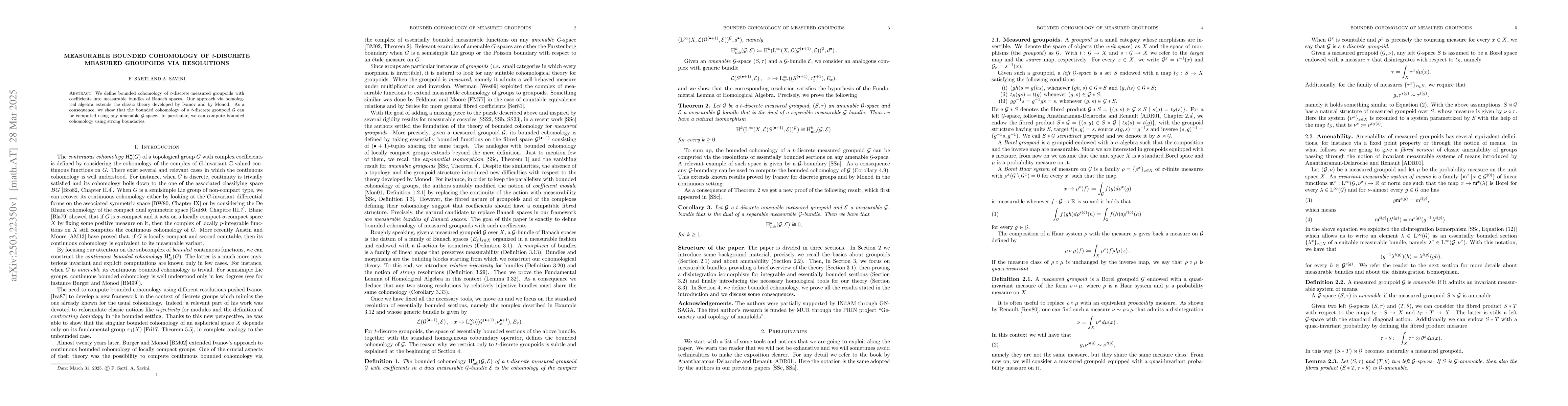 Thumbnail for Measurable bounded cohomology of $t$-discrete measured groupoids via
  resolutions