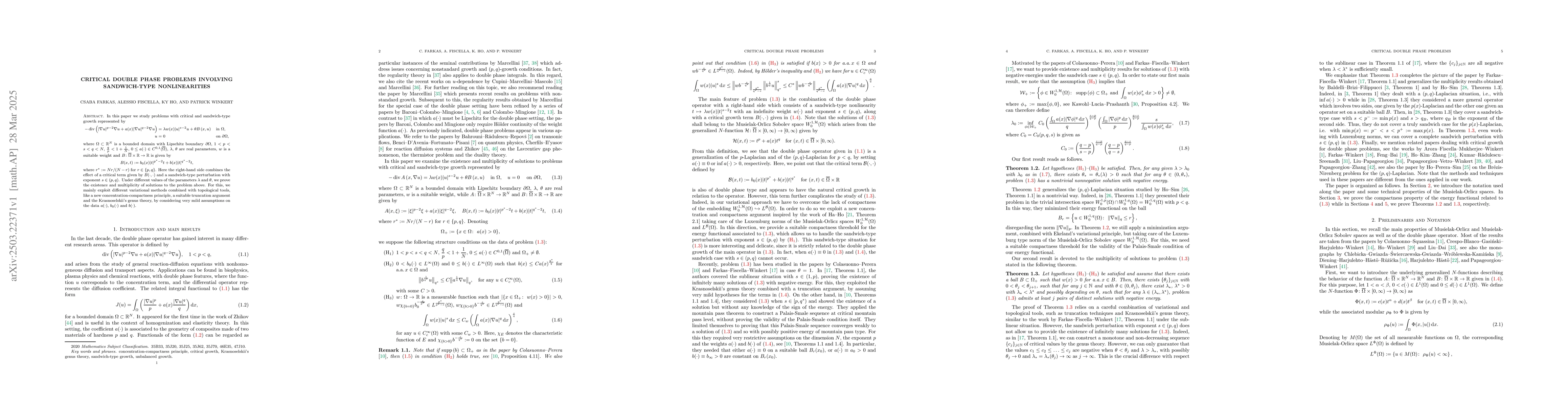 Thumbnail for Critical double phase problems involving sandwich-type nonlinearities