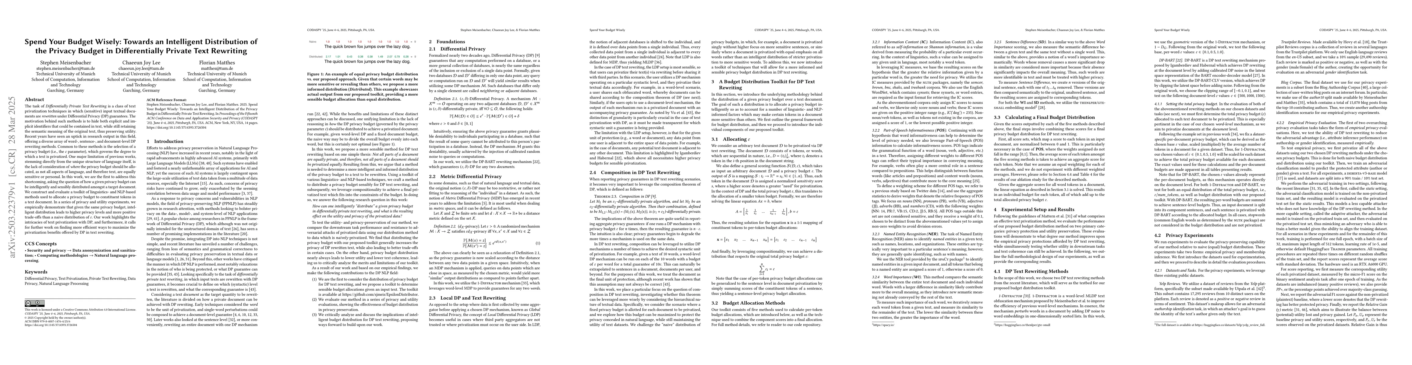 Thumbnail for Spend Your Budget Wisely: Towards an Intelligent Distribution of the
  Privacy Budget in Differentially Private Text Rewriting