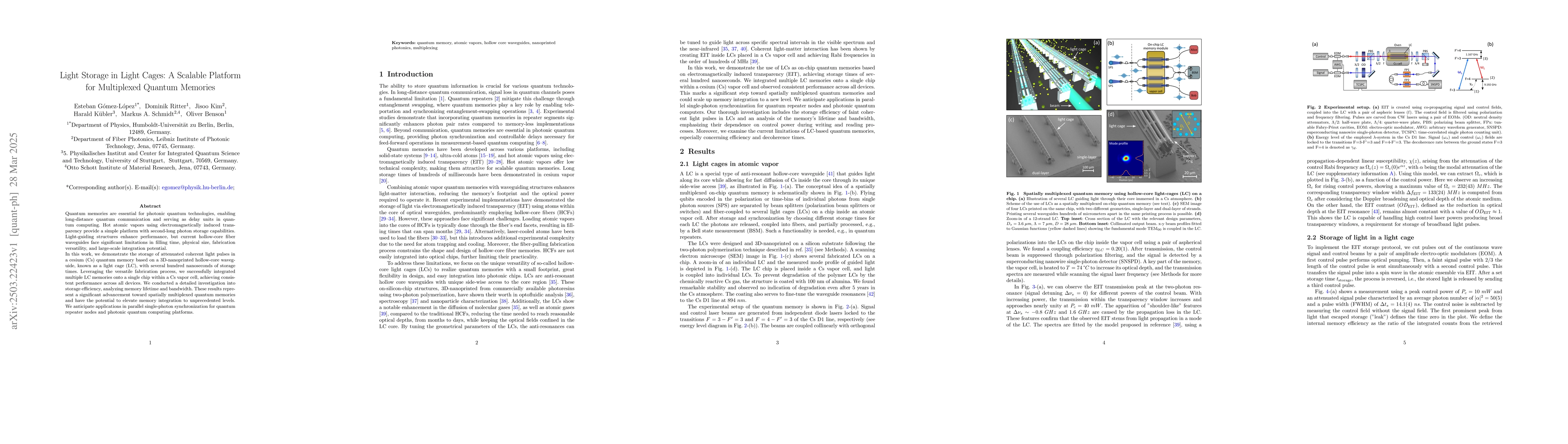Thumbnail for Light Storage in Light Cages: A Scalable Platform for Multiplexed
  Quantum Memories