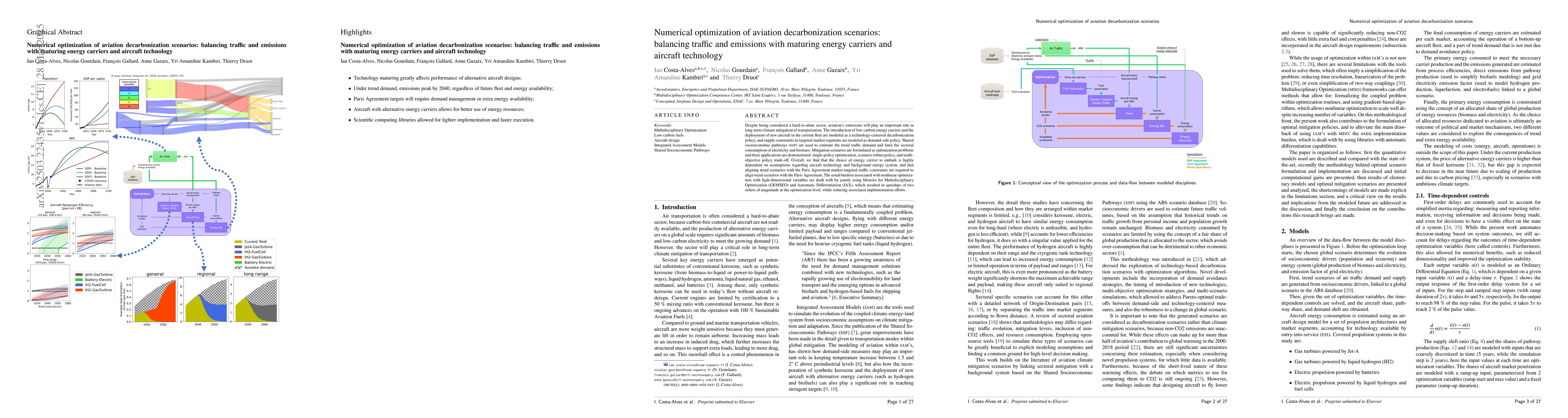 Thumbnail for Numerical optimization of aviation decarbonization scenarios: balancing
  traffic and emissions with maturing energy carriers and aircraft technology