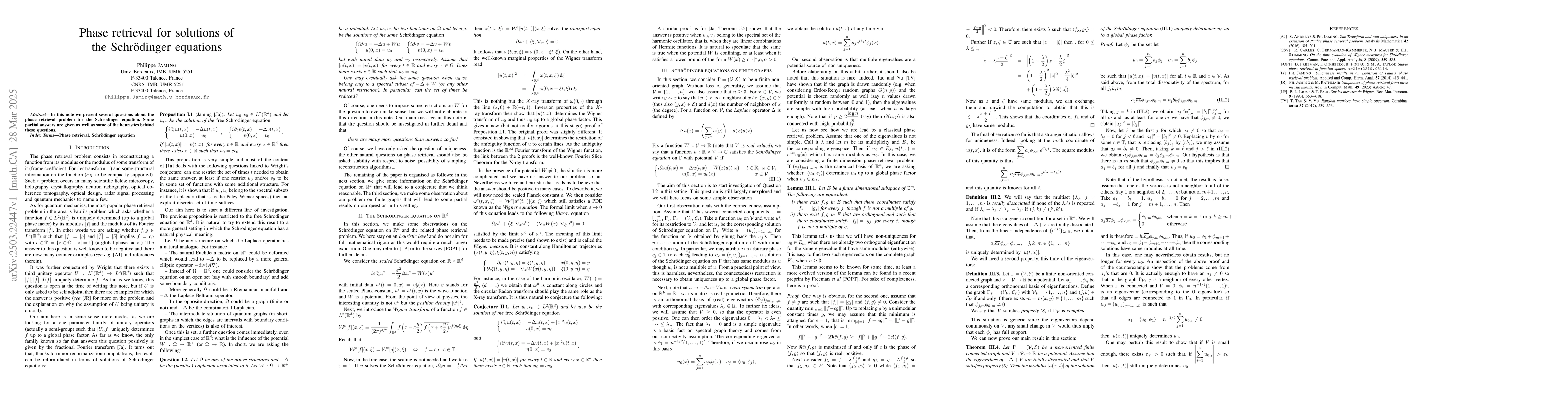 Thumbnail for Phase retrieval for solutions of the Schr{ö}dinger equations