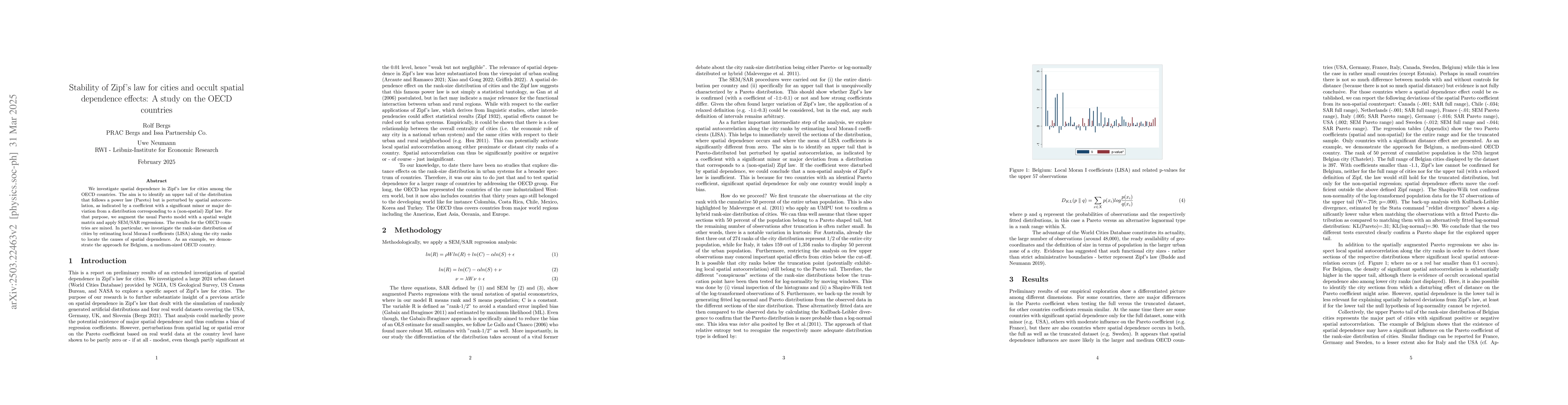 Thumbnail for Stability of Zipf's law and occult spatial dependence effects: A study
  on the OECD countries