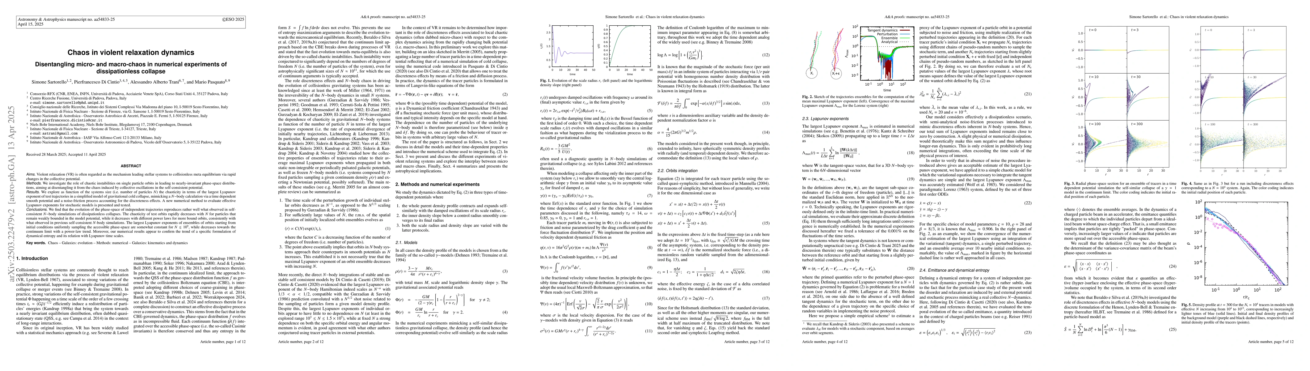 Thumbnail for Chaos in violent relaxation dynamics. Disentangling micro- and
  macro-chaos in numerical experiments of dissipationless collapse
