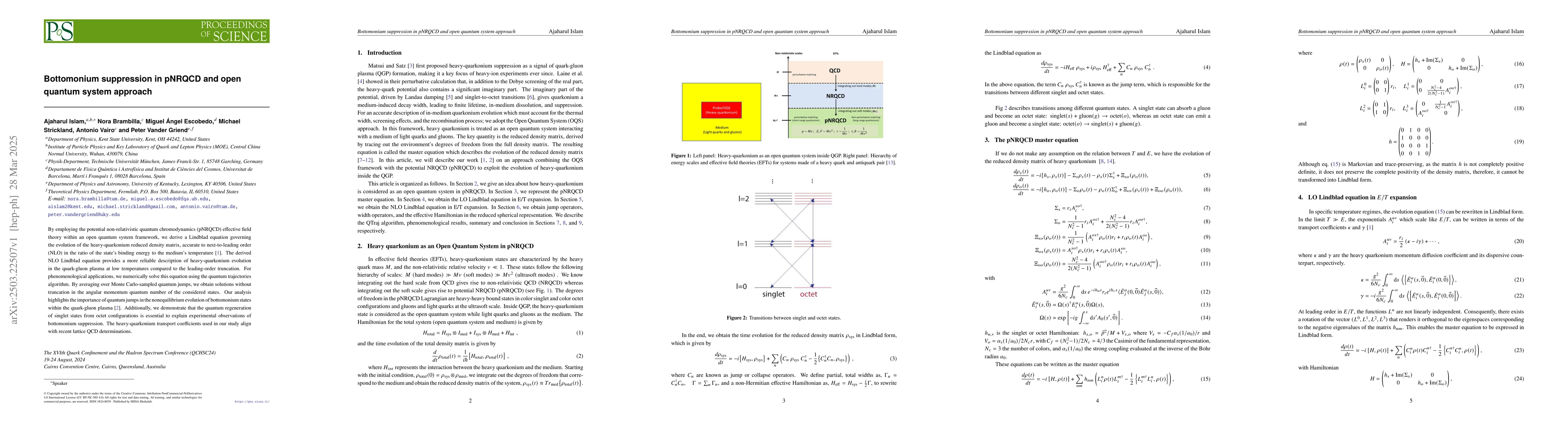 Thumbnail for Bottomonium suppression in pNRQCD and open quantum system approach