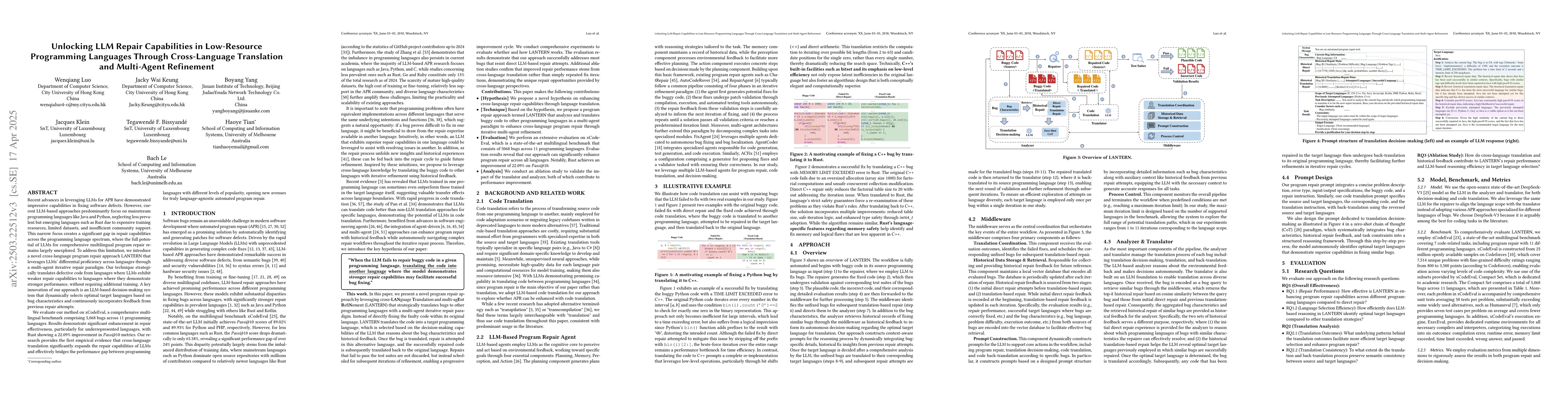 Thumbnail for Unlocking LLM Repair Capabilities in Low-Resource Programming Languages
  Through Cross-Language Translation and Multi-Agent Refinement