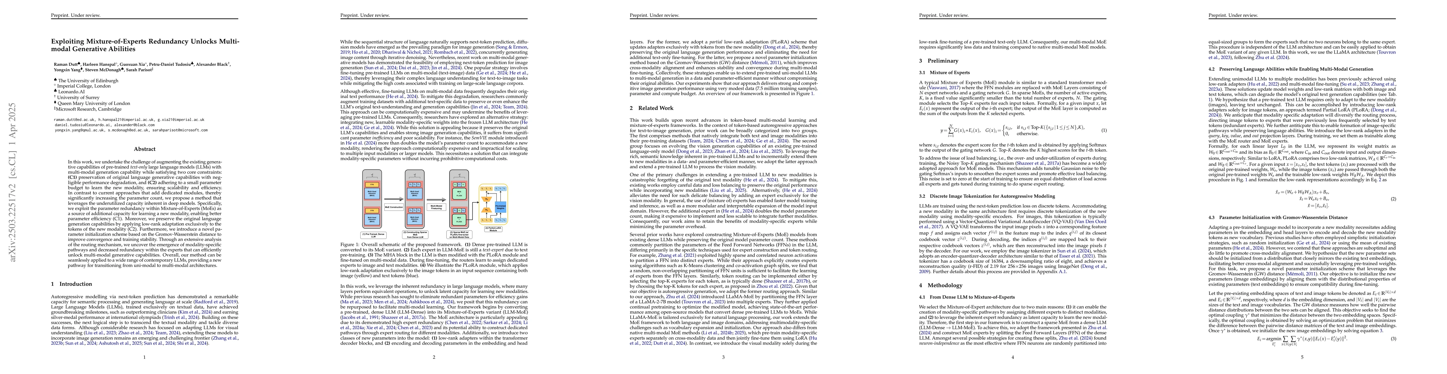 Thumbnail for Exploiting Mixture-of-Experts Redundancy Unlocks Multimodal Generative
  Abilities