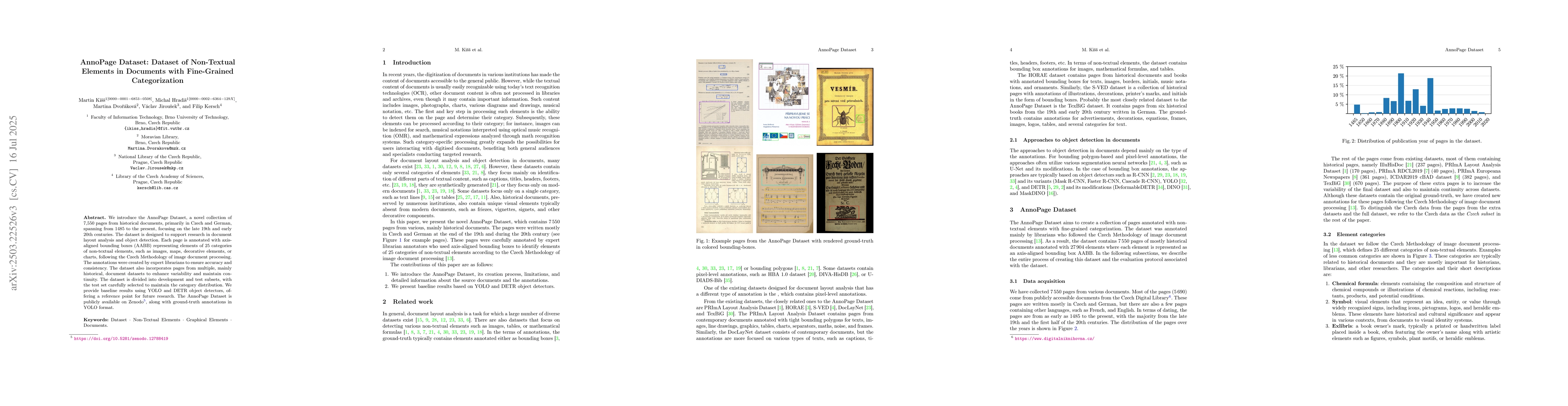Thumbnail for AnnoPage Dataset: Dataset of Non-Textual Elements in Documents with
  Fine-Grained Categorization