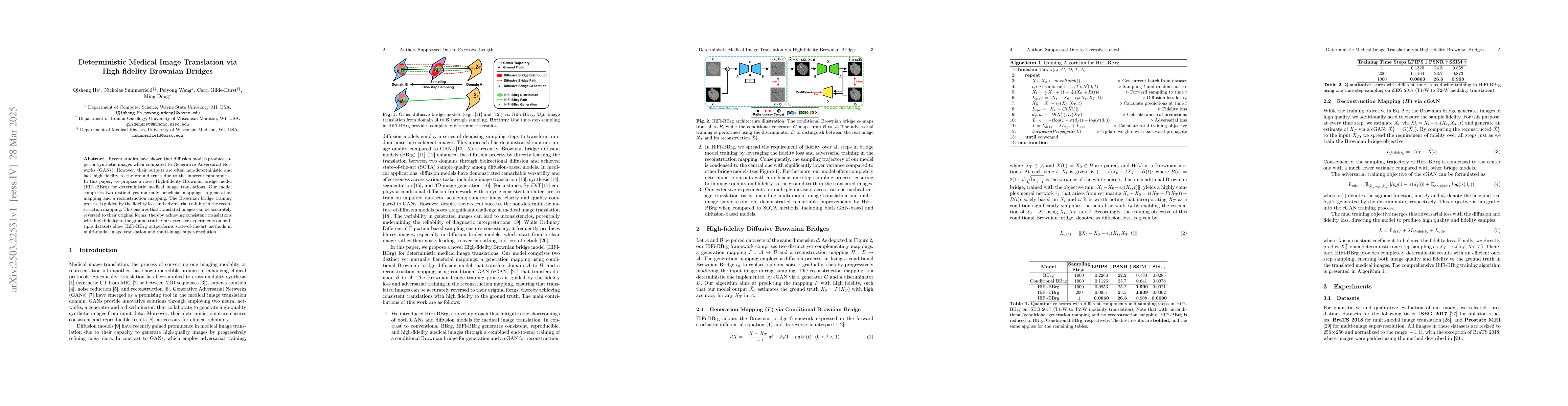 Thumbnail for Deterministic Medical Image Translation via High-fidelity Brownian
  Bridges