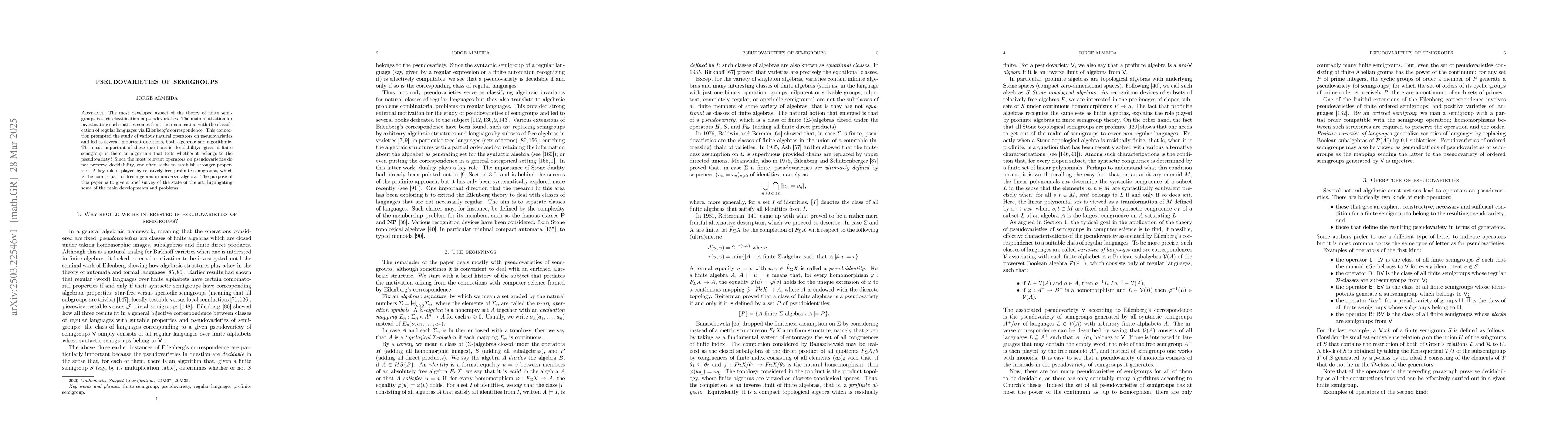 Thumbnail for Pseudovarieties of semigroups