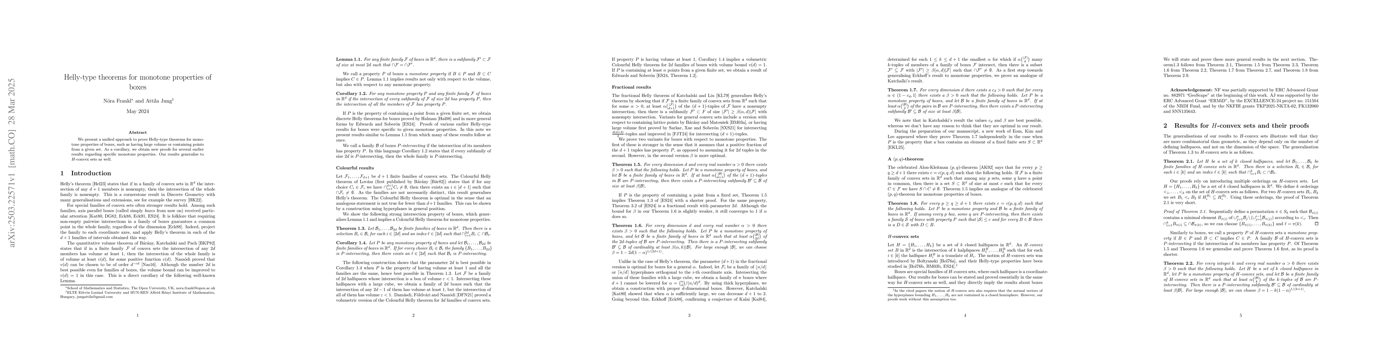 Thumbnail for Helly-type theorems for monotone properties of boxes