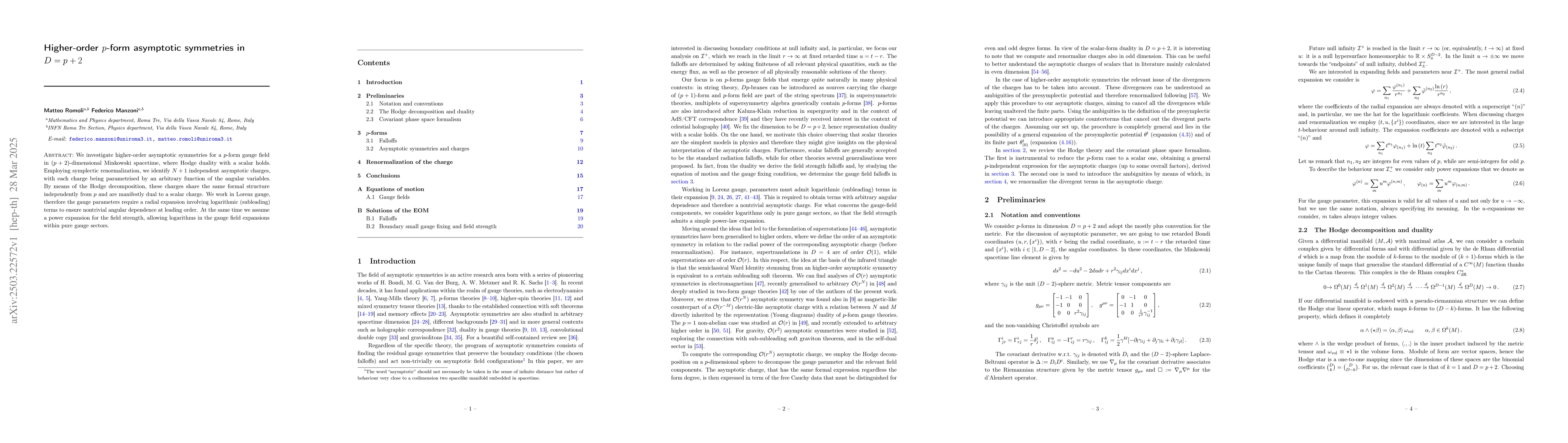 Thumbnail for Higher-order $p$-form asymptotic symmetries in $D = p + 2$