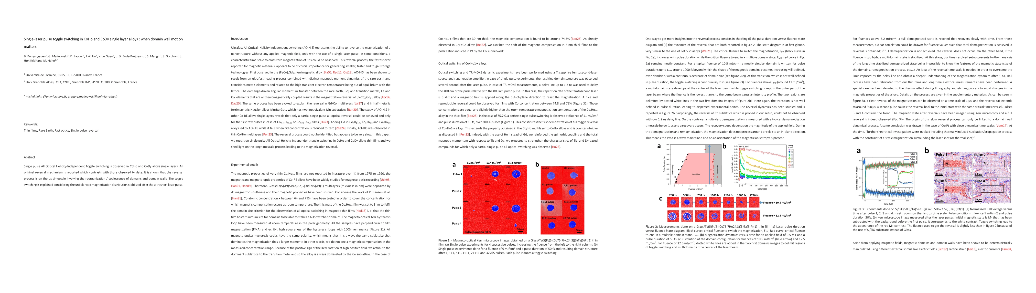 Thumbnail for Single-laser pulse toggle switching in CoHo and CoDy single layer alloys
  : when domain wall motion matters